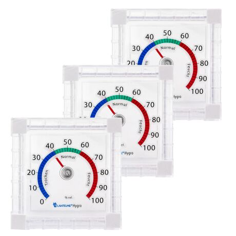 Lantelme 3 Stück Set Fenster Hygrometer zum ankleben zur Luftfeuchteüberwachung