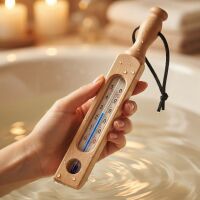 Klassisches Badethermometer 25cm aus Holz Badezwinge...