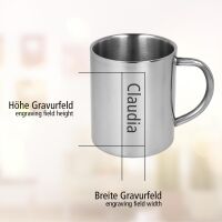 Lantelme Personalisierte Edelstahl Kaffeetasse mit Wunschgravur