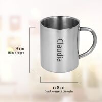 Lantelme Personalisierte Edelstahl Kaffeetasse mit Wunschgravur