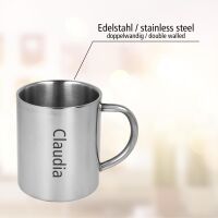 Lantelme Personalisierte Edelstahl Kaffeetasse mit Wunschgravur
