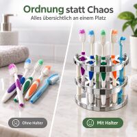 Zahnbürstenhalter für 5 Bürsten, chrom weiß, Made in Germany