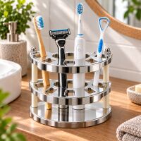 Zahnbürstenhalter für 5 Bürsten, chrom weiß, Made in Germany