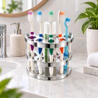 Zahnbürstenhalter für 5 Bürsten, chrom weiß, Made in Germany
