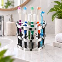 Zahnbürstenhalter für 5 Bürsten, chrom schwarz, Made in Germany