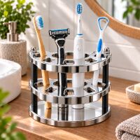 Zahnbürstenhalter für 5 Bürsten, chrom schwarz, Made in Germany